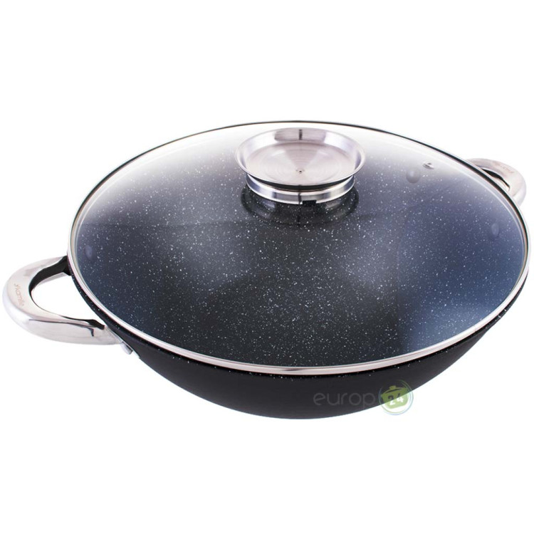 Wok żeliwny Kamille 4815MR 26cm z pokrywką i sztućcami indukcja Wok żeliwny Kamille 4815MR 26cm z pokrywką i sztućcami indukcja