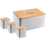 Chlebak metalowy biały z pojemnikami zestaw pojemników Klausberg KB 7483