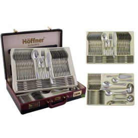 Sztućce Hoffner HF 2670 połysk walizka 72 elementy zestaw widelce łyżki