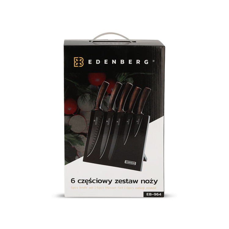 Komplet noży stalowych Edenberg EB 963 kuchenne 5 szt w bloku magnetycznym, zestaw Komplet noży stalowych Edenberg EB 963 kuchenne 5 szt w bloku magnetycznym, zestaw