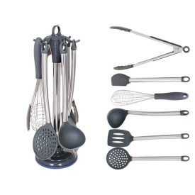 Akcesoria kuchenne Edelhoff EH 8004 szare sztućce łyżki na wieszaku