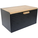 Chlebak metalowo drewniany Krisberg 7607 pojemnik na pieczywo z deską czarny