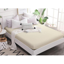 Prześcieradło Jersey 90x200 cm z gumką bawełniane Kremowy