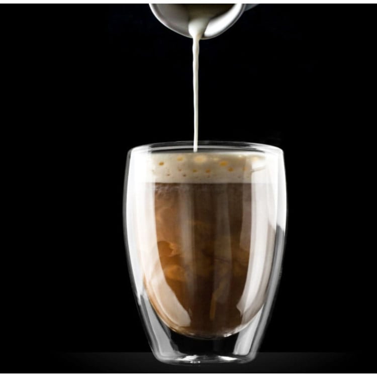 Szklanki termiczne do kawy 250 ml latte zestaw z łyżeczkami 6 sztuk Szklanki termiczne do kawy 250 ml latte zestaw z łyżeczkami 6 sztuk