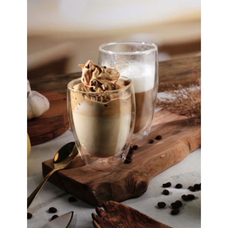 Szklanki termiczne do kawy 250 ml latte zestaw z łyżeczkami 6 sztuk Szklanki termiczne do kawy 250 ml latte zestaw z łyżeczkami 6 sztuk
