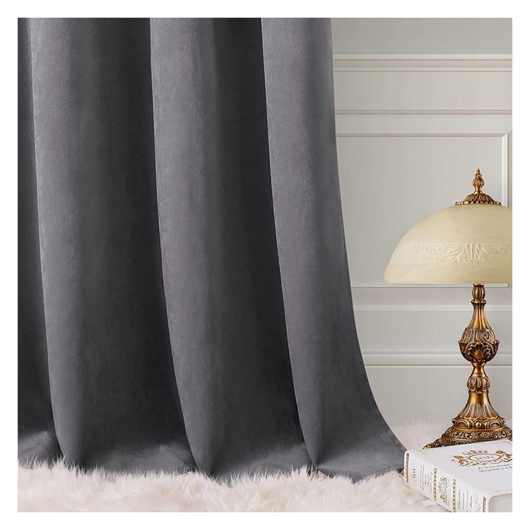 Zasłony grube Velvet na taśmie 140x250 cm szarość pałacu