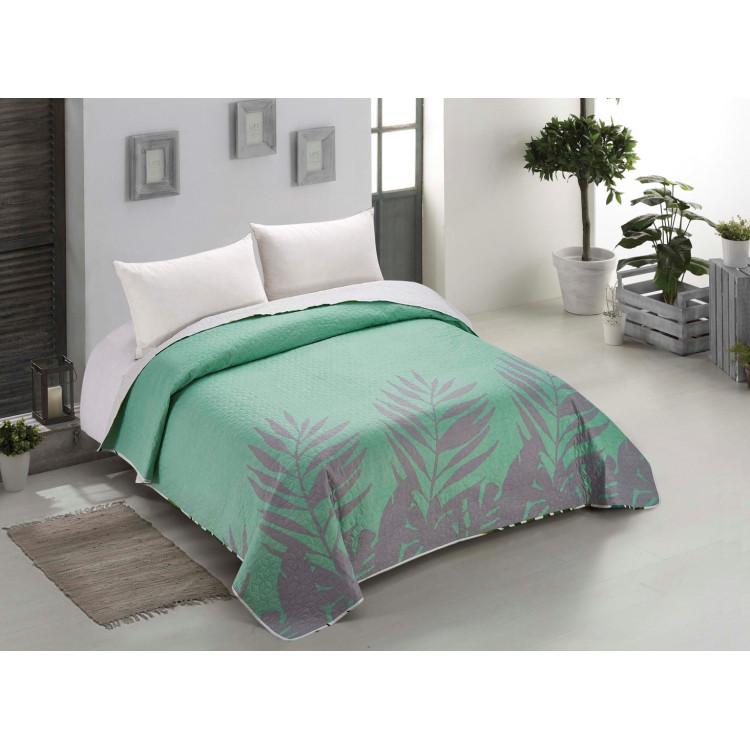 Narzuta na łóżko pikowana 240x260 Makia dwustronna motyw liście