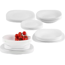 Serwis obiadowy Bormioli Parma 36 elementów biały talerze dla 12 osób