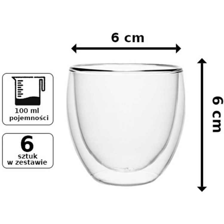 Szklanki termiczne do espresso Florina Malachit 100 ml zestaw 6 szklanek