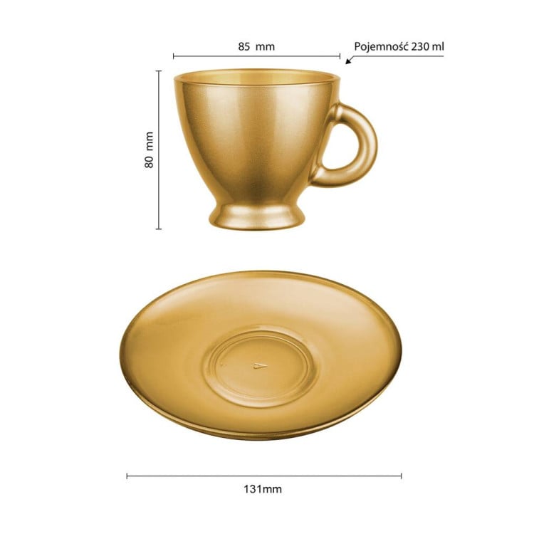 Serwis kawowy na 6 osób Glasmark Roma zestaw 6 złotych filiżanek ze spodkami Serwis kawowy na 6 osób Glasmark Roma zestaw 6 złotych filiżanek ze spodkami