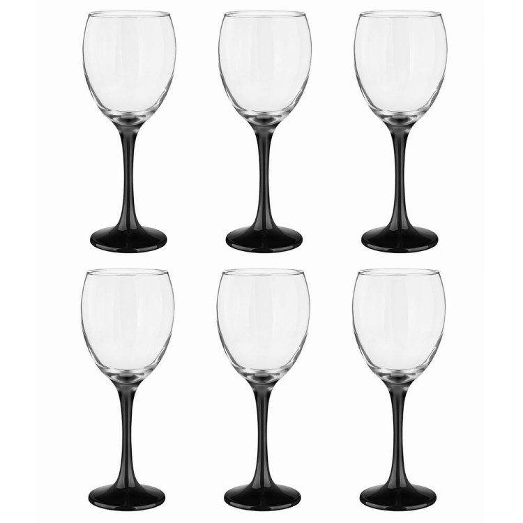 Kieliszki do wina  Glasmark 300 ml komplet 6 sztuk z czarną nóżką