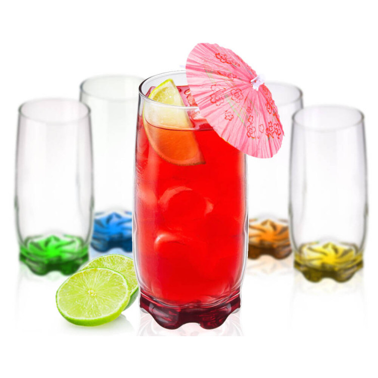 Szklanki do drinków wysokie Glasmark kolorowe dno 350 ml zestaw 6 szklanek Szklanki do drinków wysokie Glasmark kolorowe dno 350 ml zestaw 6 szklanek