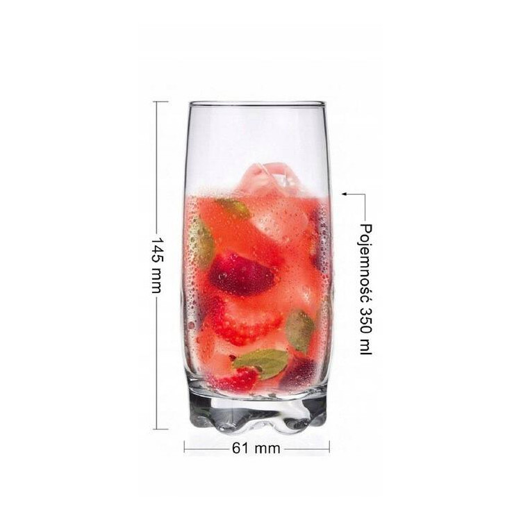 Szklanki do drinków wysokie Glasmark kolorowe dno 350 ml zestaw 6 szklanek