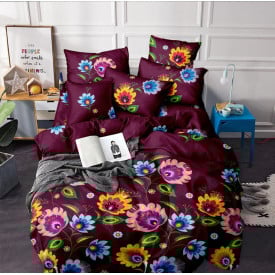 Pościel 140x200 bawełna satynowa 3D Cotton World gruba 2 części 2265 folklor kwiaty