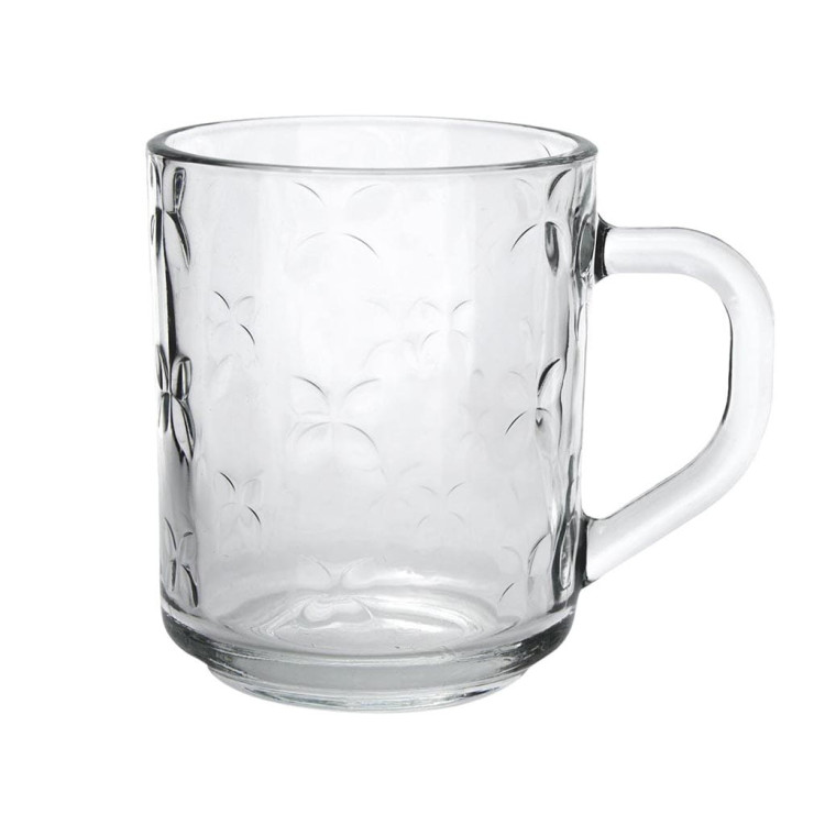 Szklanki z uchem proste 250 ml listki zestaw 6 szklanek Szklanki z uchem proste 250 ml listki zestaw 6 szklanek