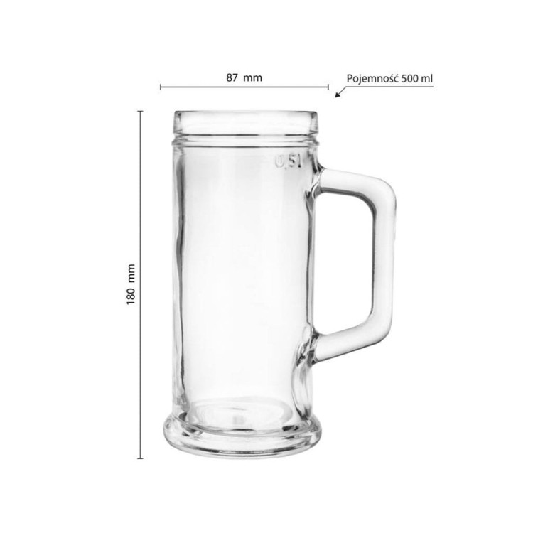 Kufel do piwa wysoki Glasmark 500 ml z uchem szklany