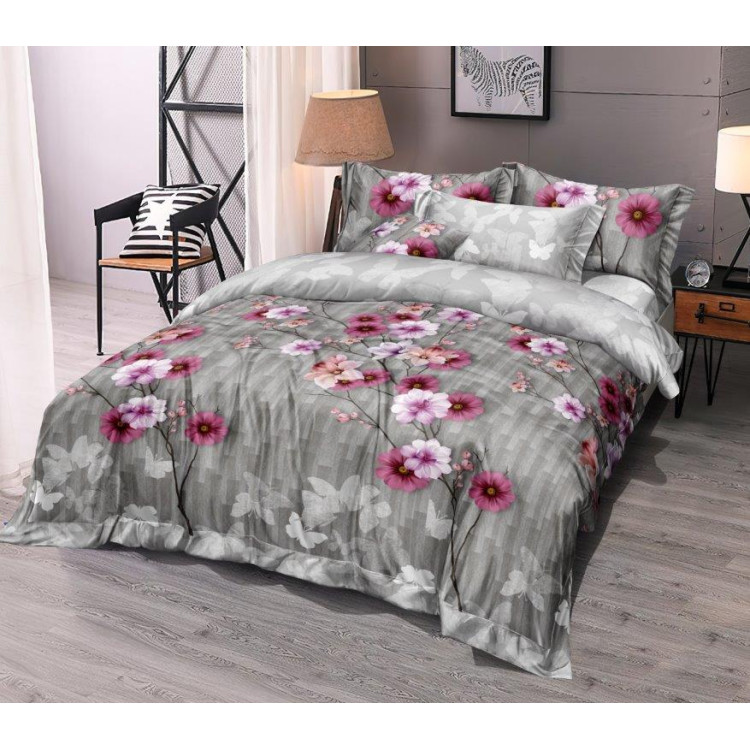 Pościel 160x200 bawełniana 3D satynowa Cotton World komplet 4 części z prześcieradłem 2333
