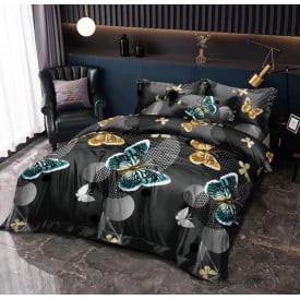 Pościel 160x200 bawełna satynowa 3D Cotton World gruba 3 części 2337 motyle