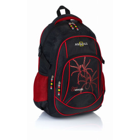 Plecak szkolny trzykomorowy młodzieżowy Animals Red & Venom