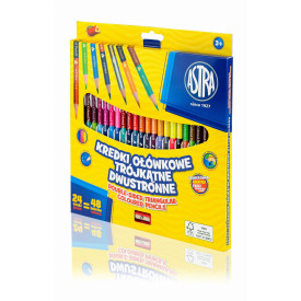 Kredki ołówkowe dwustronne trójkątne 24 sztuki / 48 kolorów