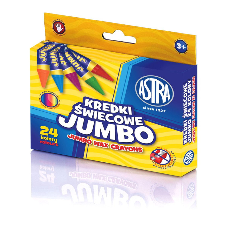 Kredki szkolne grube świecowe Jumbo 24 kolory