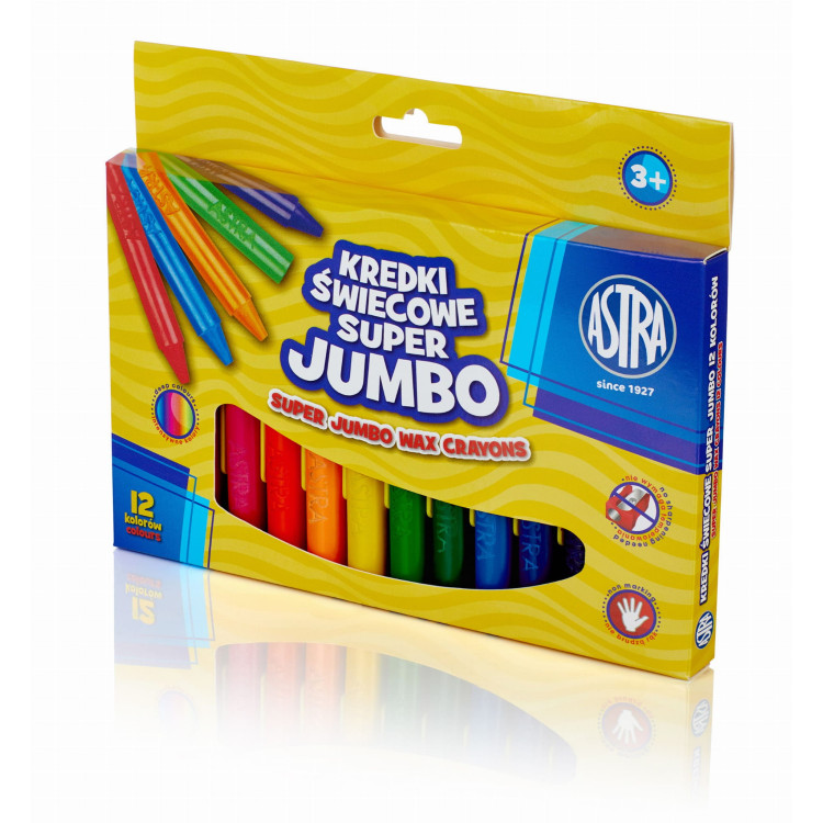 Kredki świecowe super Jumbo 12 kolorów - 14mm /100mm