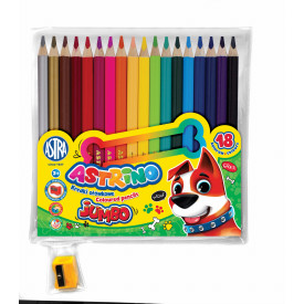 Kredki ołówkowe Astrino okrągłe jumbo 18 kolorów w drewnie + temperówka