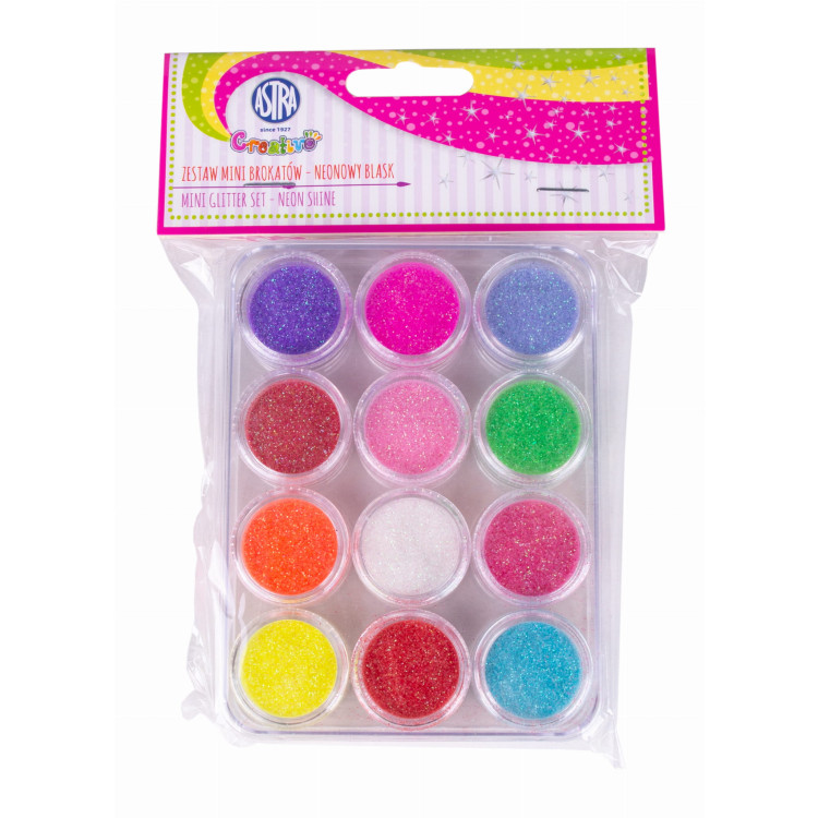 Zestaw mini brokatów do dekoracji - Neonowy blask 12 sztuk