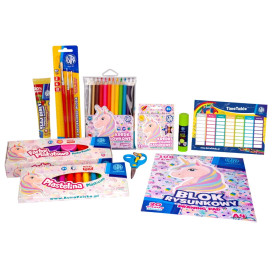 Wyprawka szkolna jednorożec (S) 10el zestaw dla dzieci