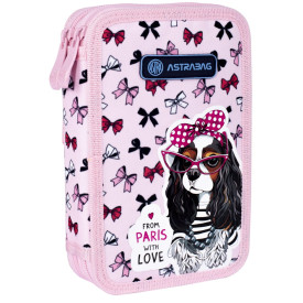 Piórnik dwukomorowy Astrabag SWEET DOG WITH BOWS