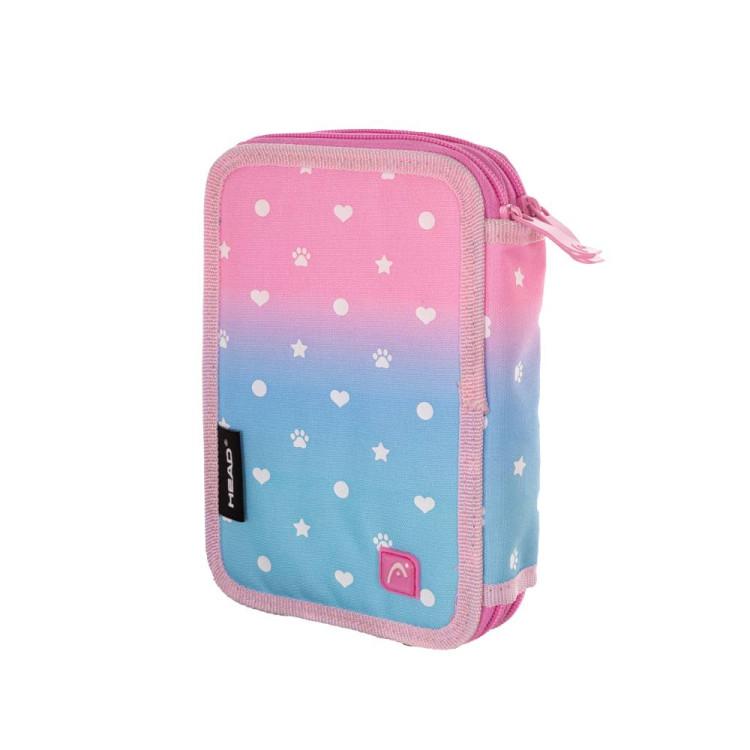 Piórnik dwukomorowy Head ombre pastel love z małymi serduszkami