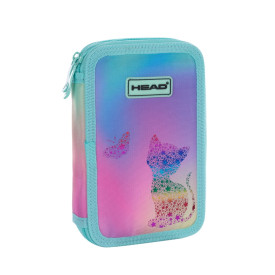 Piórnik podwójny Head ombre z uroczym kotkiem