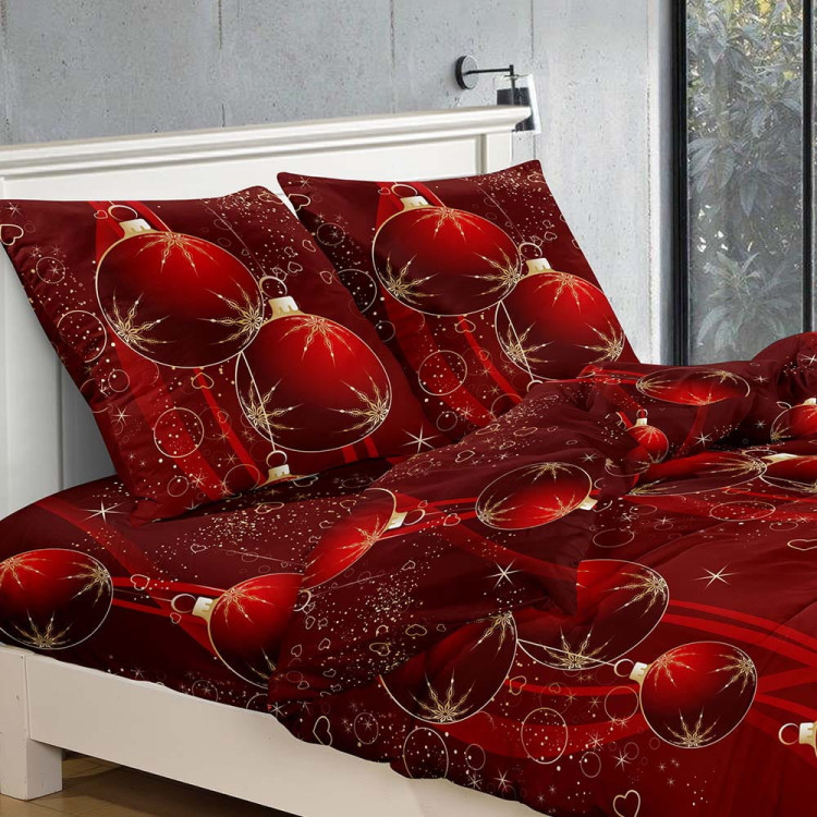 Pościel świąteczna 200x220 bawełna satynowa 3D Cotton World gruba 3 części 2401 bombki Pościel świąteczna 200x220 bawełna satynowa 3D Cotton World gruba 3 części 2401 bombki