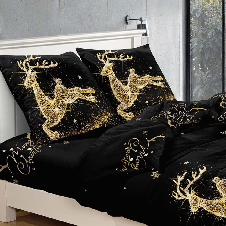 Pościel świąteczna 200x220 bawełna satynowa 3D Cotton World gruba 3 części 2398 złocisty renifer Pościel świąteczna 200x220 bawełna satynowa 3D Cotton World gruba 3 części 2398 złocisty renifer