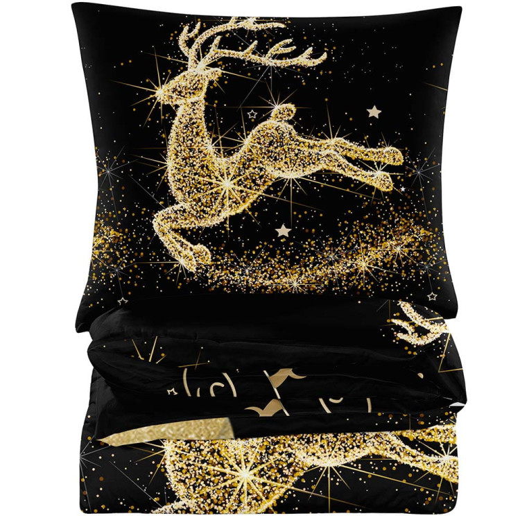 Pościel świąteczna 200x220 bawełna satynowa 3D Cotton World gruba 3 części 2398 złocisty renifer Pościel świąteczna 200x220 bawełna satynowa 3D Cotton World gruba 3 części 2398 złocisty renifer