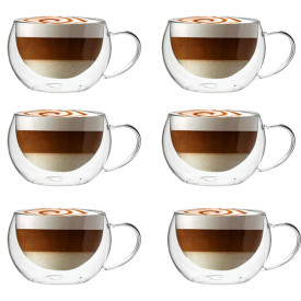 Szklanki termiczne do kawy 270 ml latte zestaw 6 szt szklanek