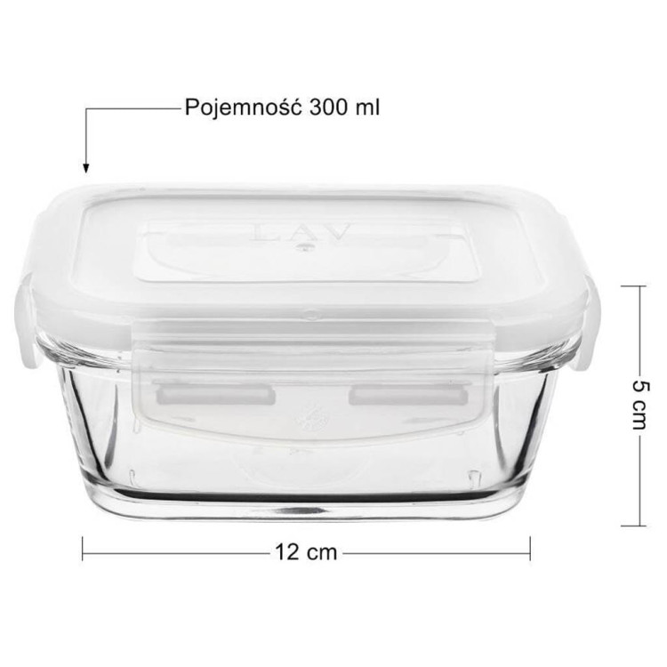 Szklany pojemnik z pokrywką 12x12 cm do przechowywania żywności Glasmark 300 ml Szklany pojemnik z pokrywką 12x12 cm do przechowywania żywności Glasmark 300 ml