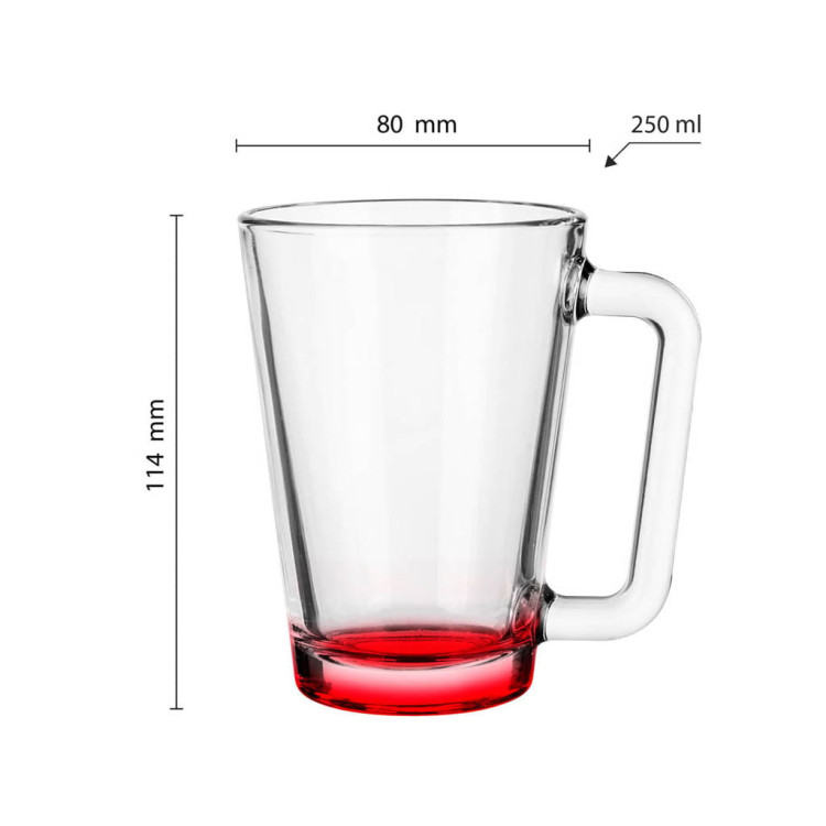 Szklanki z uchem kubki Glasmark kolorowe dno 250 ml zestaw 6 szklanek Szklanki z uchem kubki Glasmark kolorowe dno 250 ml zestaw 6 szklanek