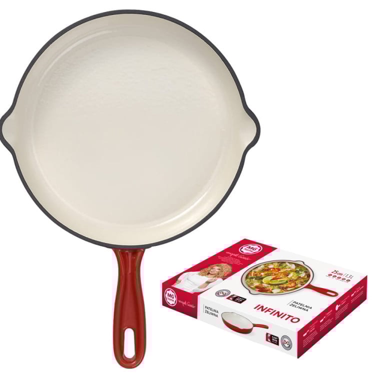 Patelnia żeliwna MG home Immortale 25 cm z powłoką emaliowaną Patelnia żeliwna MG home Immortale 25 cm z powłoką emaliowaną