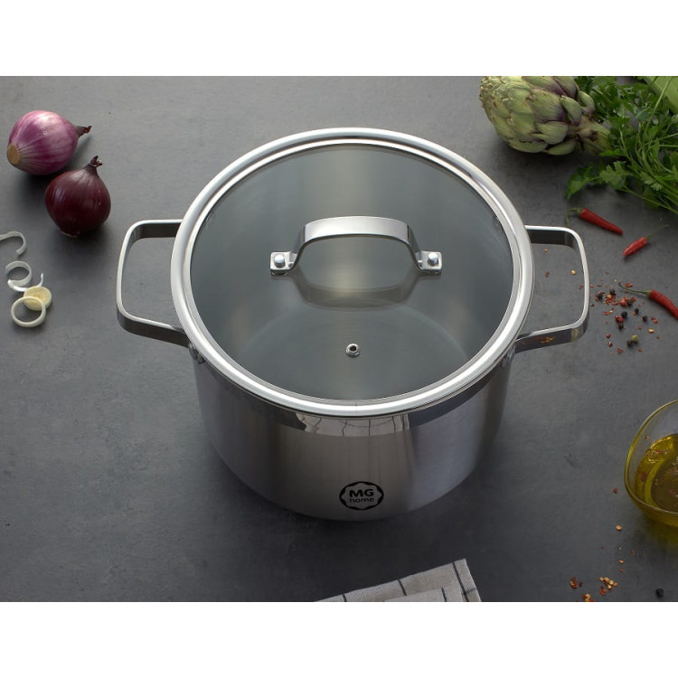 Garnek wysoki z pokrywką ze stali nierdzewnej 24 cm MG Home Professional
