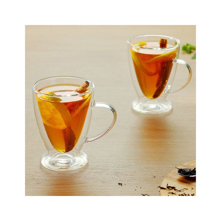 Zestaw 2 szklanek termicznych 300 ml stożek do kawy latte RENZA MGHOME