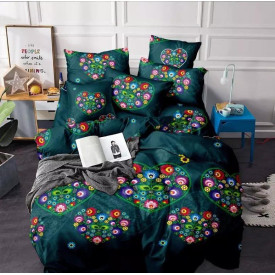 Pościel 160x200 bawełna satynowa 3D Cotton World gruba 3 części 2266 kwiaty