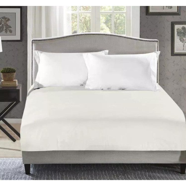 Prześcieradło 160x200 Cotton World bawełniane grube premium z gumką kremowe