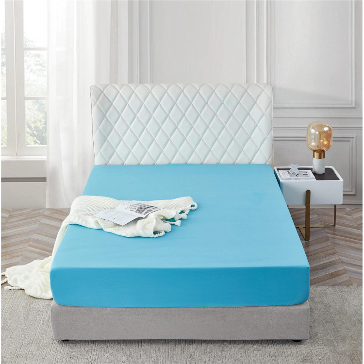 Prześcieradło 160x200 Cotton World bawełniane grube premium z gumką niebieskie