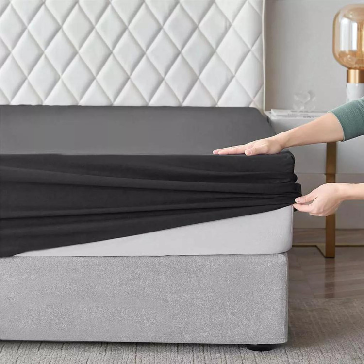 Prześcieradło 200x220 Cotton World bawełniane grube premium z gumką czarne