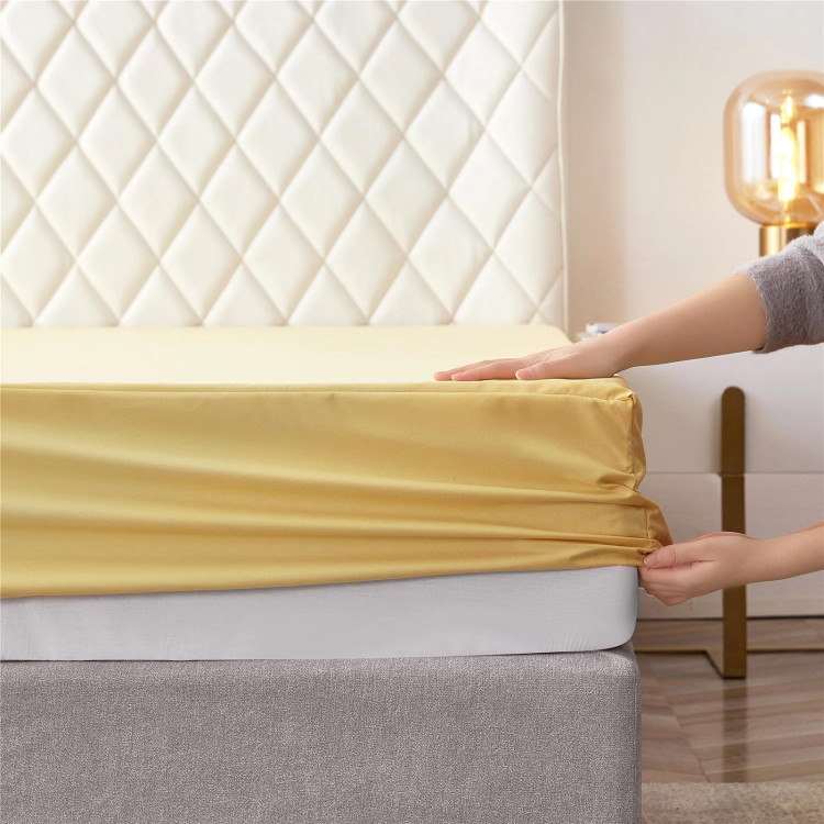 Prześcieradło 200x220 Cotton World bawełniane grube premium z gumką beżowe