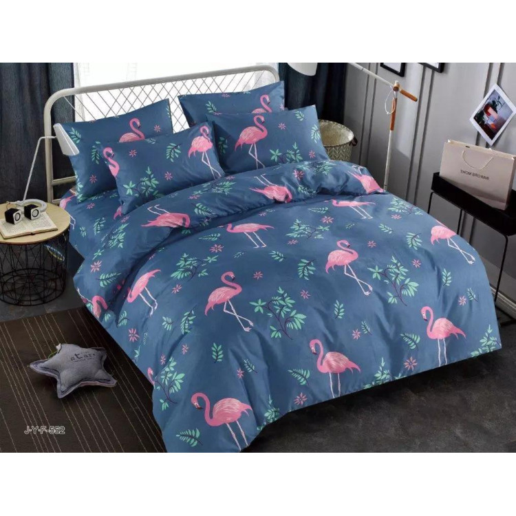 Pościel 140x200 bawełna satynowa 3D Cotton World gruba 2 części 360 flamingi
