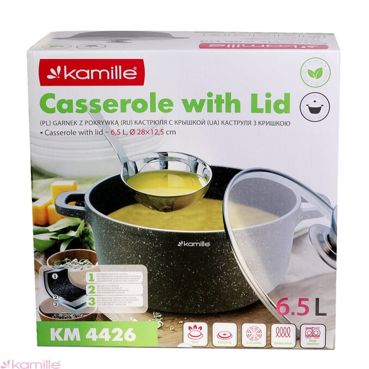 Garnek granitowy 28cm z pokrywką 6.5 L Kamille 4426 Garnek granitowy 28cm z pokrywką 6.5 L Kamille 4426