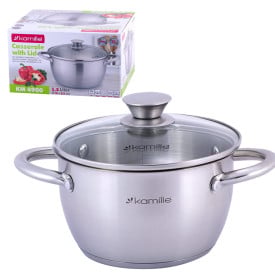 Garnek ze stali nierdzewnej 1.5L z pokrywką 16cm Kamille KM 4900