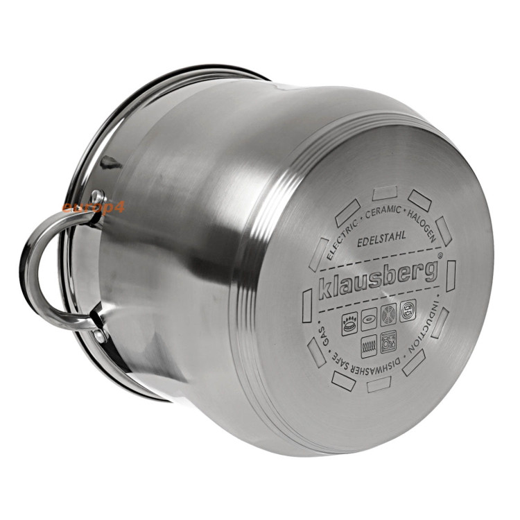 Garnek na indukcję Klausberg KB 7163 8.6 L stalowy z pokrywką, na gaz